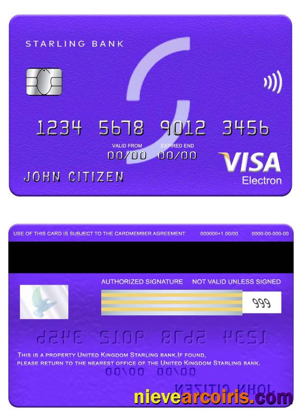 United Kingdom Starling bank visa electron card